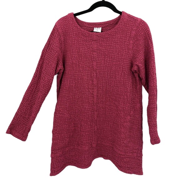 Color Me Cotton CMC Top XL Pink Textured Pockets Pullover Tunic Lagenlook